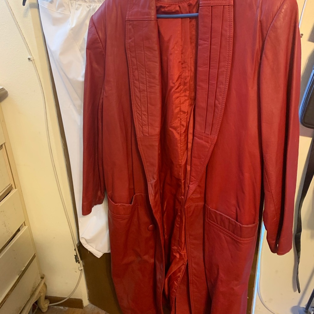 Leather long coat